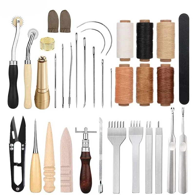 Leatherwork Beginner Tools - Kit de 25 outils de travail
