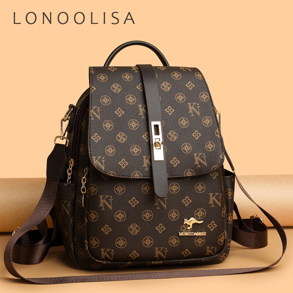 Leather Work Rucksack - Sac à dos imprimé vintage en