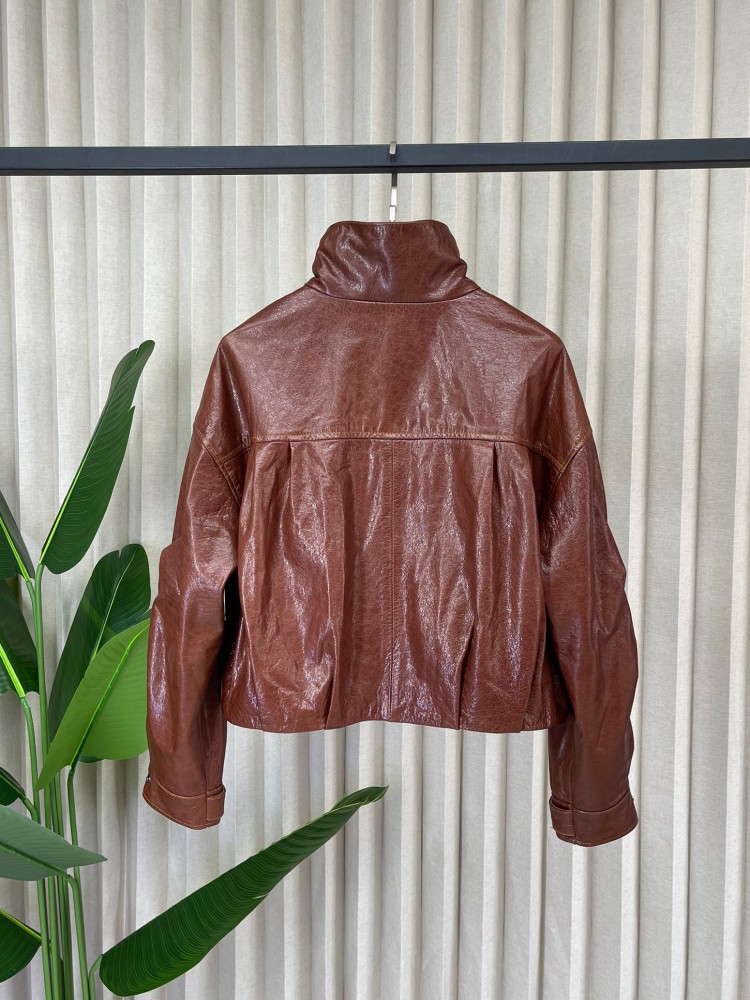 Veste courte en cuir véritable - Leather Work Jacket Women'S avis et prix
