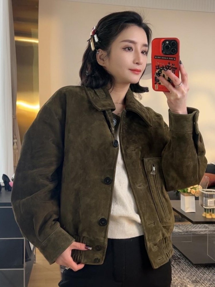 Veste de luxe rétro pour femme - Leather Work Jacket Women'S avis et prix