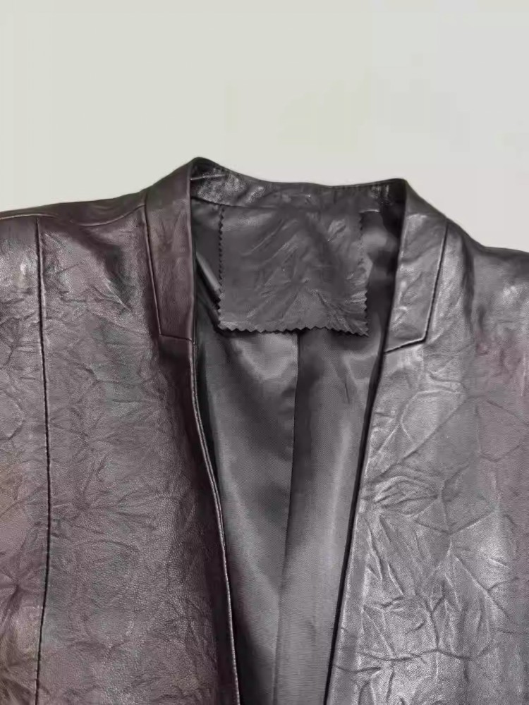 Veste en cuir véritable en pea - Leather Work Jacket Women'S avis et prix