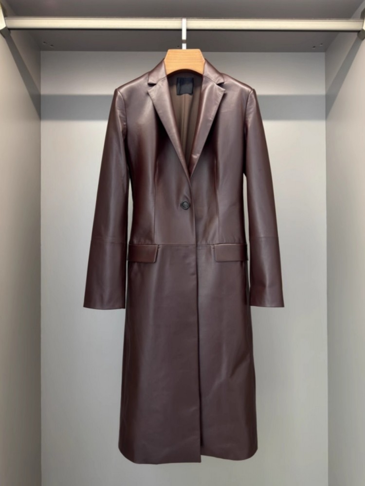 Veste longue en cuir véritable - Leather Work Jacket Women'S avis et prix
