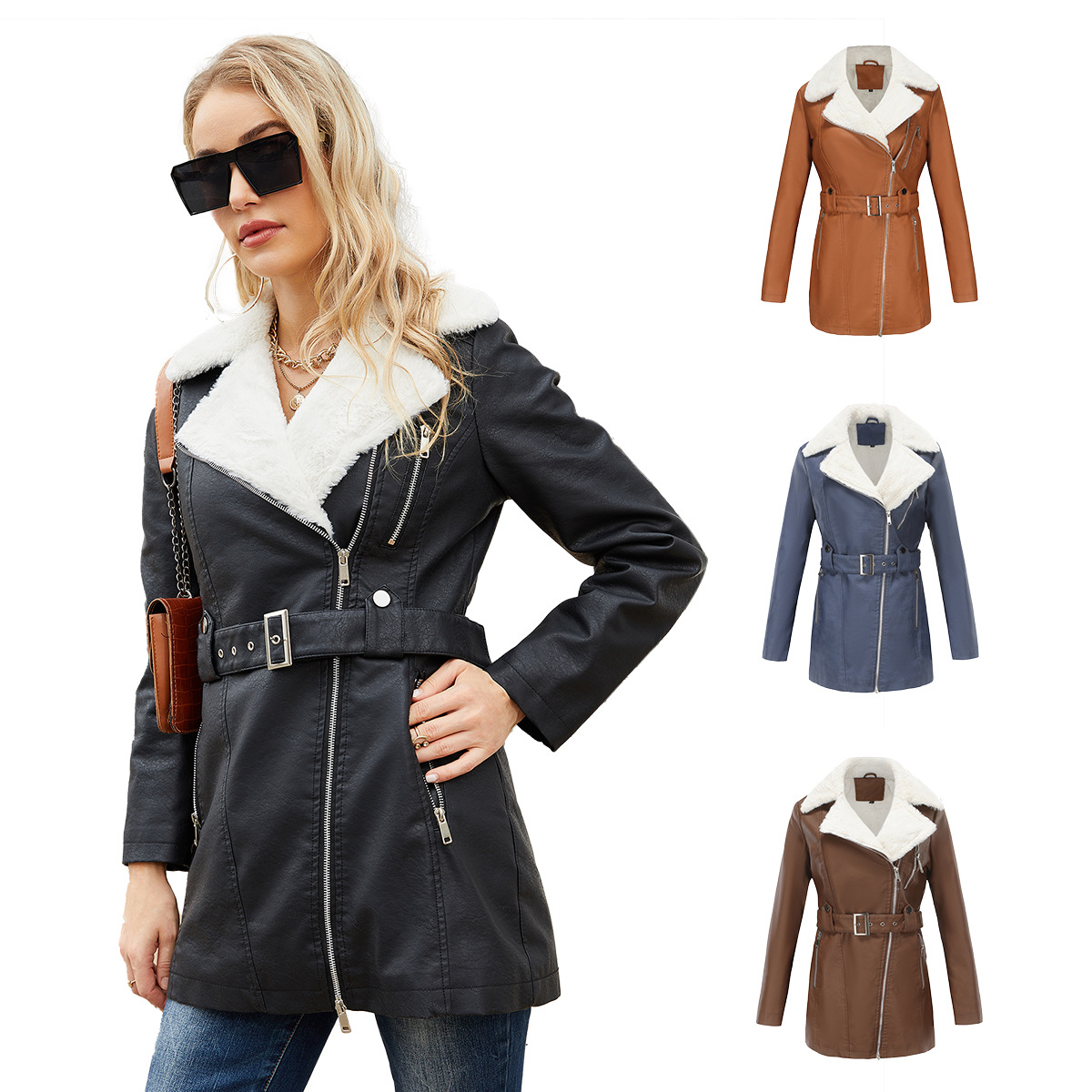 Manteau en similicuir PU pour  - Leather Work Jacket Women'S avis et prix