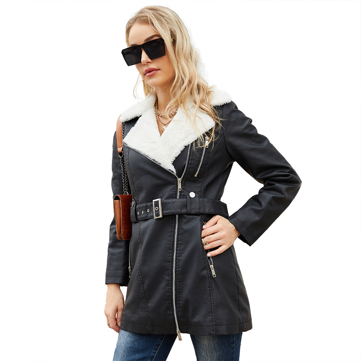 Manteau en similicuir PU pour  - Leather Work Jacket Women'S avis et prix