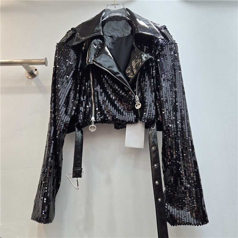 Veste courte à sequins avec ce - Leather Work Jacket Women'S avis et prix