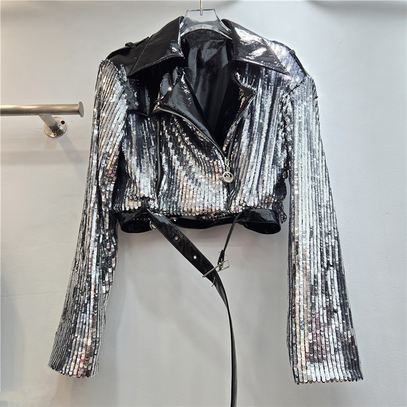 Veste courte à sequins avec ce - Leather Work Jacket Women'S avis et prix